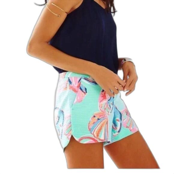 Lilly Pulitzer Adie Shorts Women's Size 2 Minty Fresh on the Rocks 4" Inseam - Picture 1 of 9